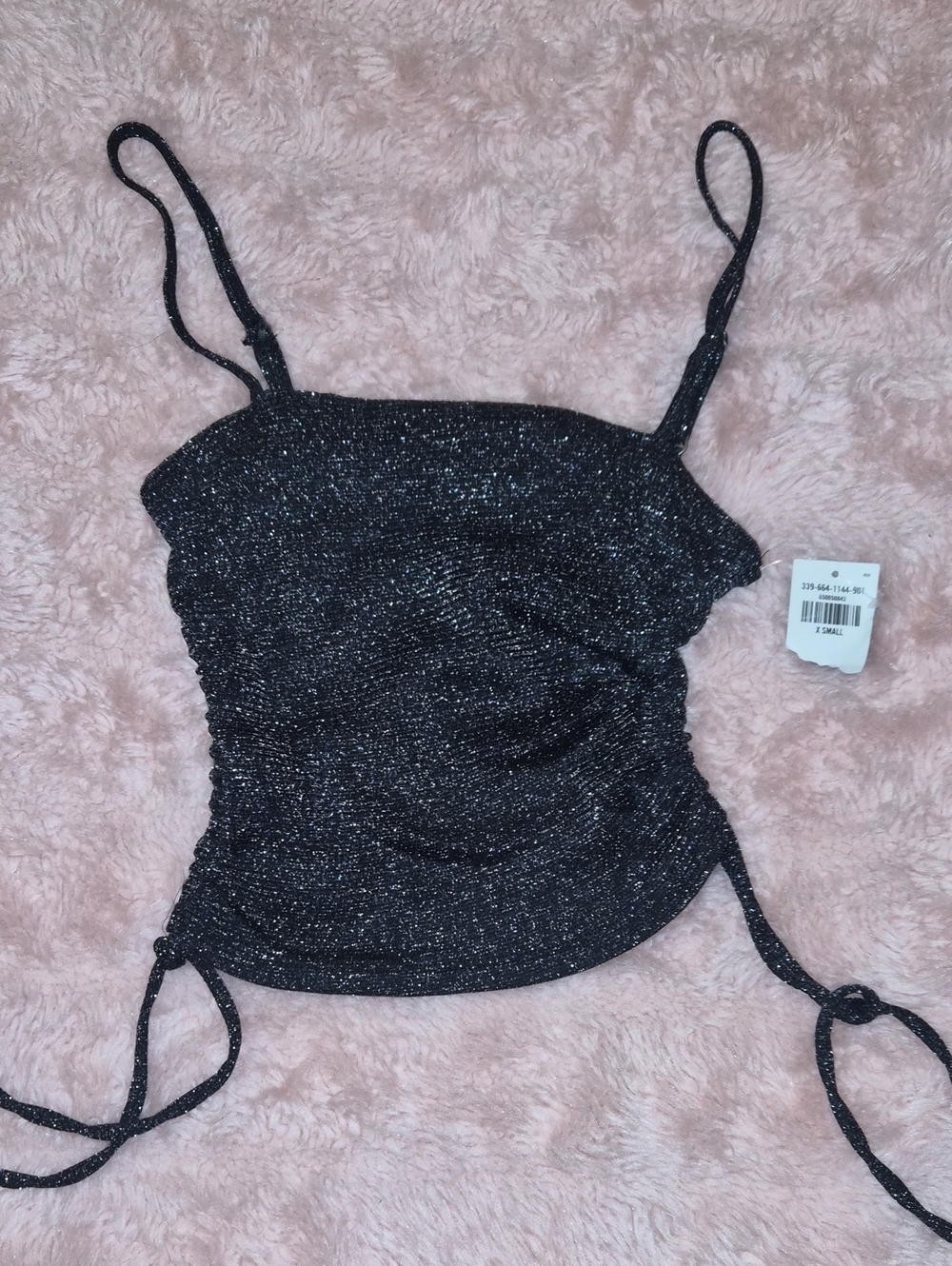 Hollister Shimmery Black Ruched Cami Top
